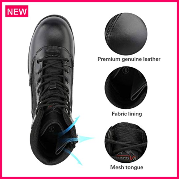 Men\'s Leather Military Tactical Work Boots with Side Zipper Combat main image 5